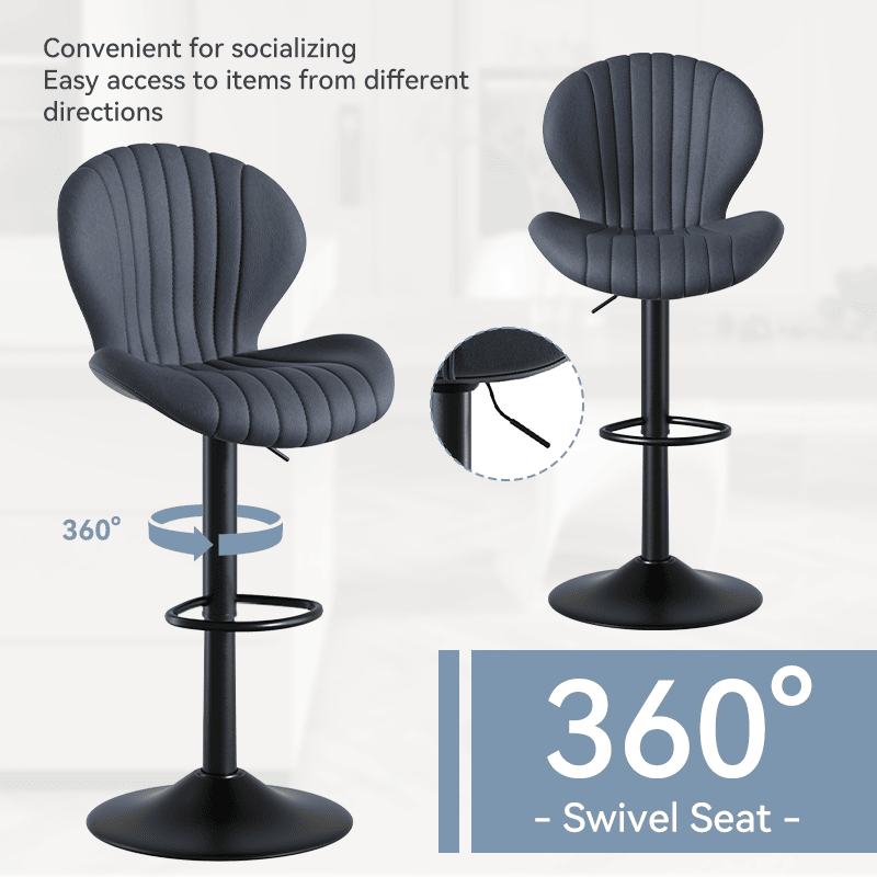 Faux Leather Swivel Bar Stools, Set of 2, High Back (view 100)