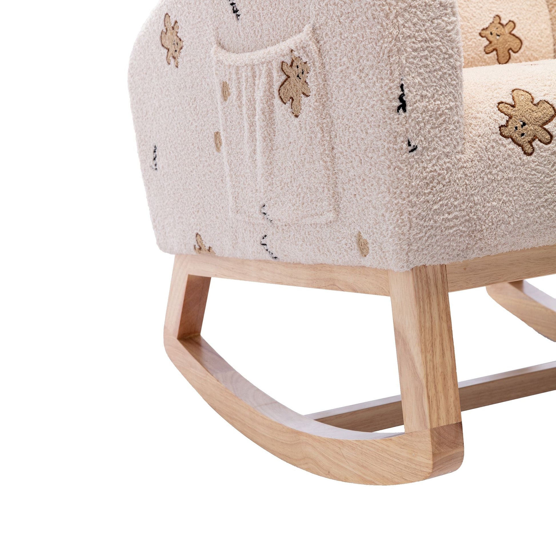 Boucle Mid-Century Rocking Chair, Beige (view 10)