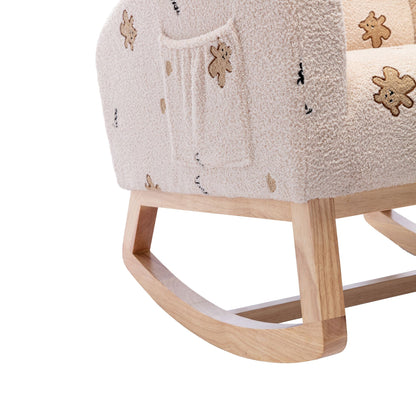 Boucle Mid-Century Rocking Chair, Beige (view 10)
