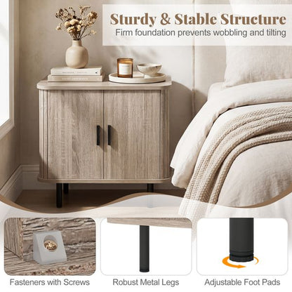 Sliding Tambour Door Nightstand with Open Shelf view 8