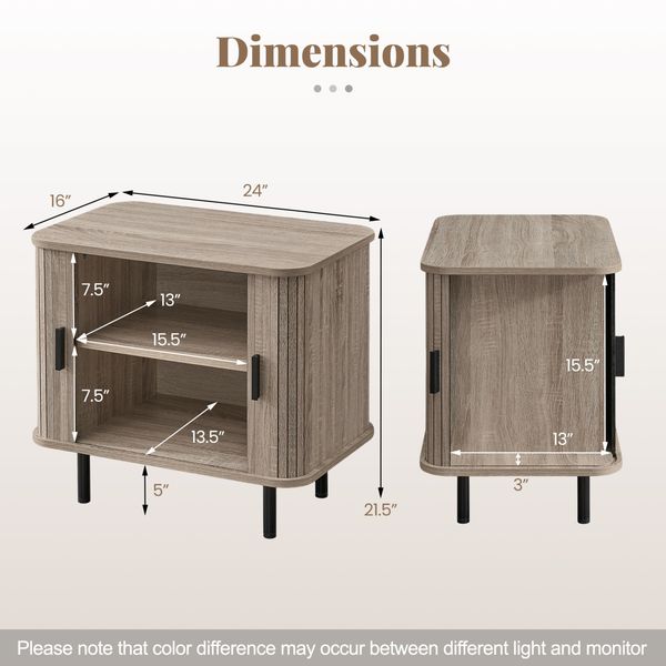 Sliding Tambour Door Nightstand with Open Shelf view 4
