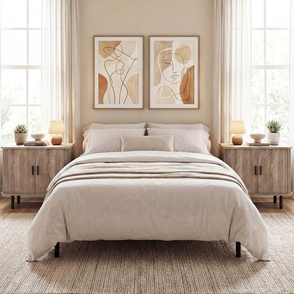 Sliding Tambour Door Nightstand with Open Shelf view 5