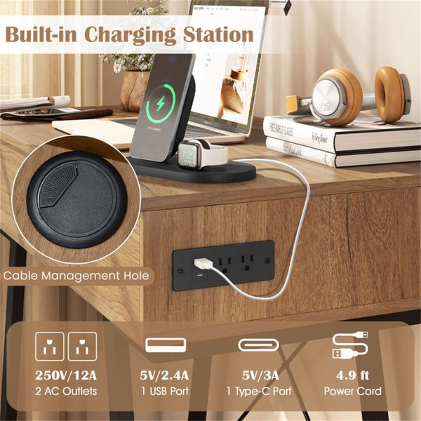 38 Inch Flip Top Vanity Desk with USB C Charging Station view 10