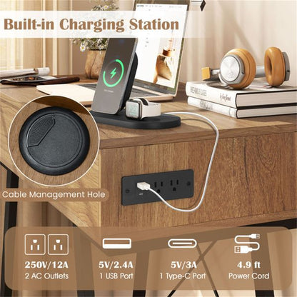 38 Inch Flip Top Vanity Desk with USB C Charging Station view 10