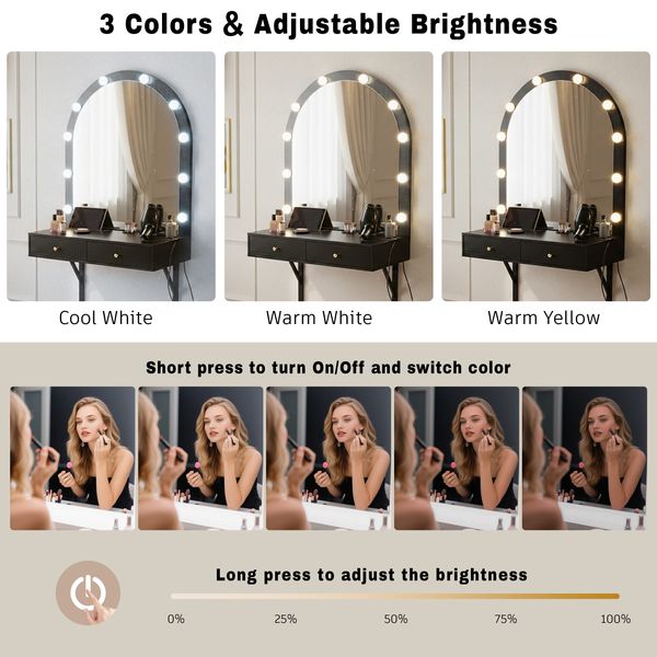 Wall Mounted LED Makeup Vanity with Power Outlet and USB view 3