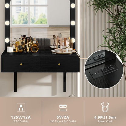 Wall Mounted LED Makeup Vanity with Power Outlet and USB view 7