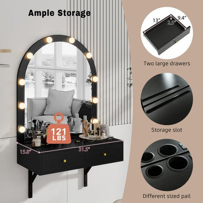 Wall Mounted LED Makeup Vanity with Power Outlet and USB view 6