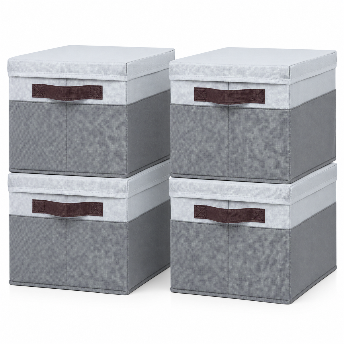 Lidded Storage Bins · Set of 4 — packshot white; illustrative room styling, props not included