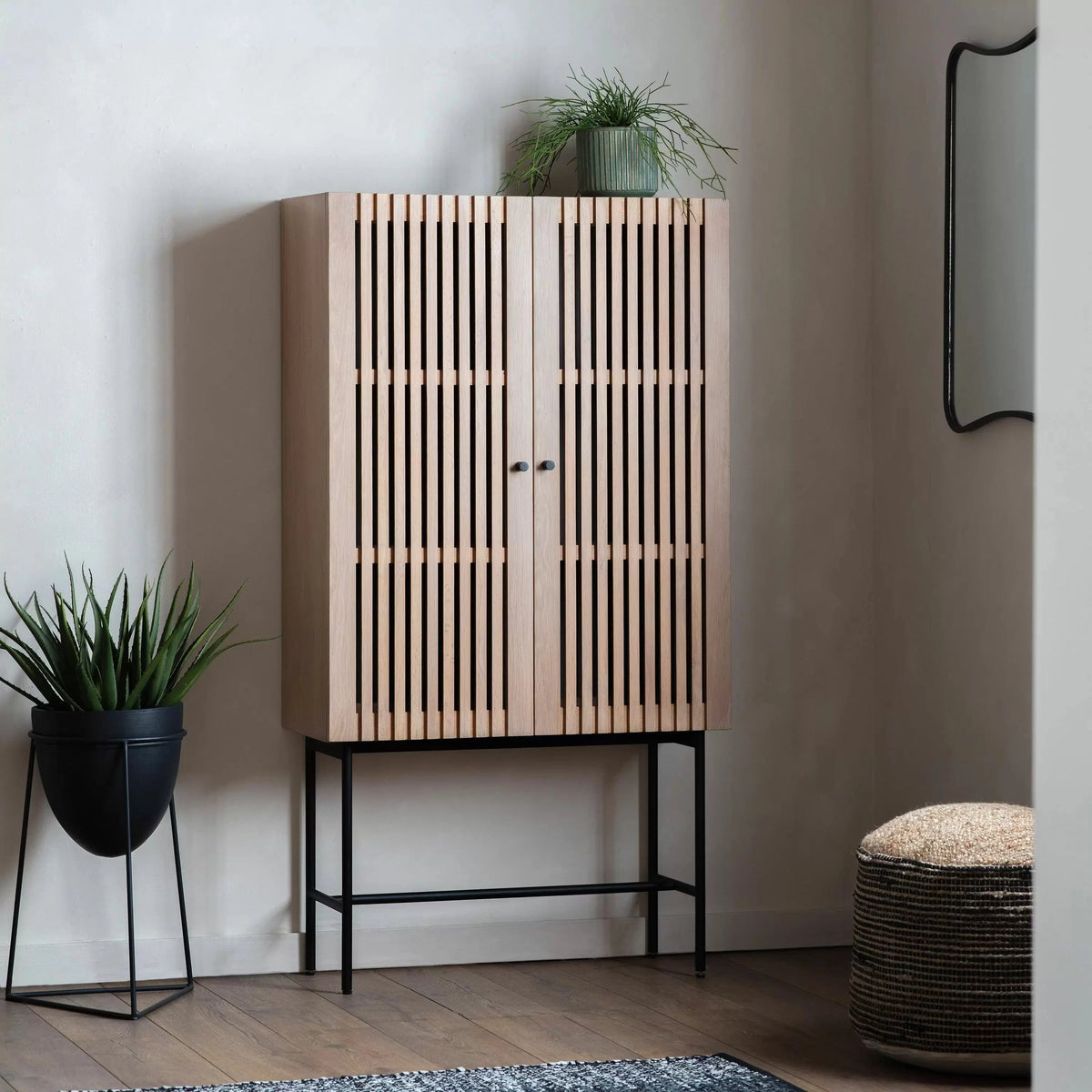 Oak Two-Door Cocktail Cabinet