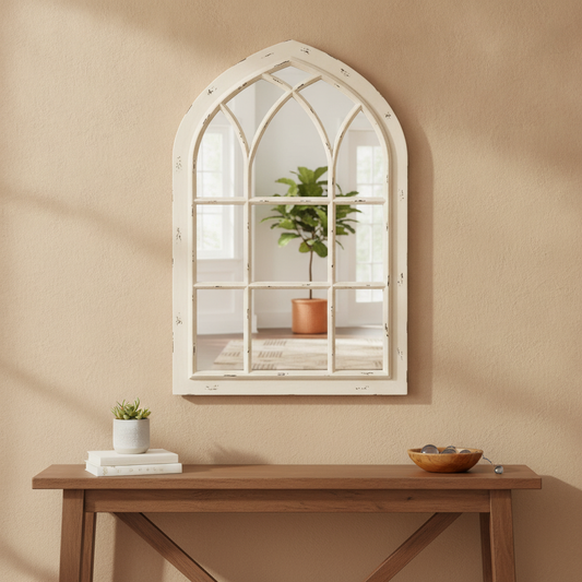 Saki Wall Mirror in a styled room; decor not included