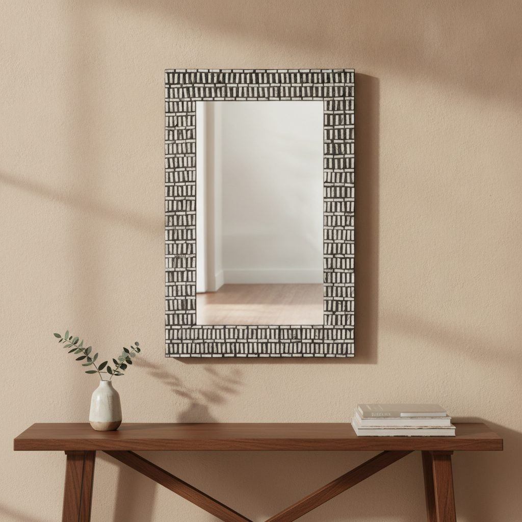 Bria Wall Mirror in a styled room; decor not included