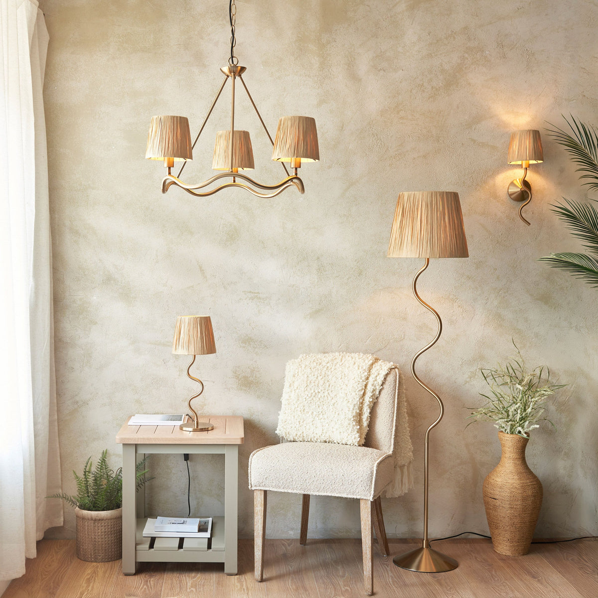 Three-Light Brushed Brass Pendant