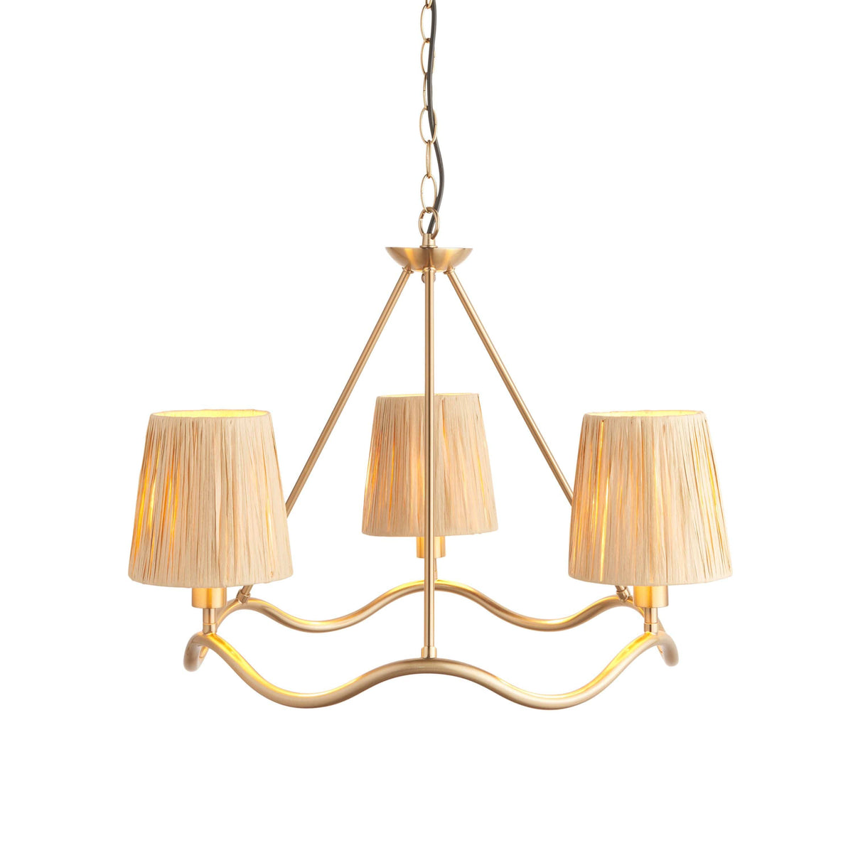 Three-Light Brushed Brass Pendant