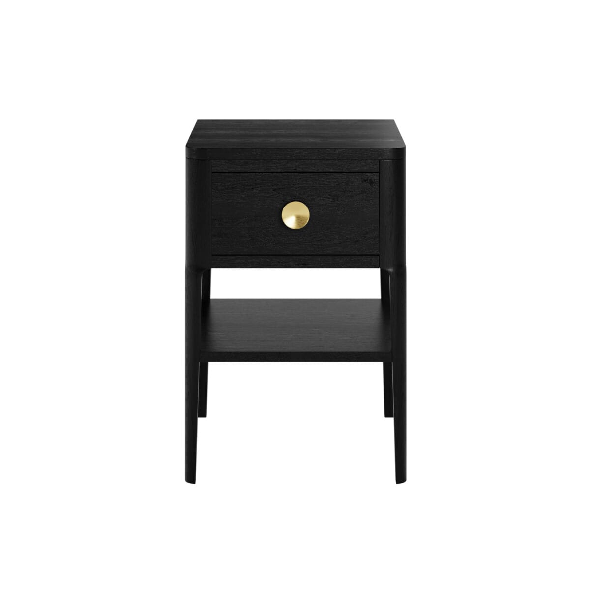 Black One-Drawer Bedside Table on a white background