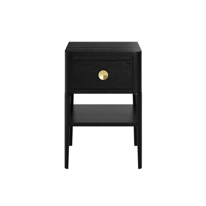 Black One-Drawer Bedside Table on a white background