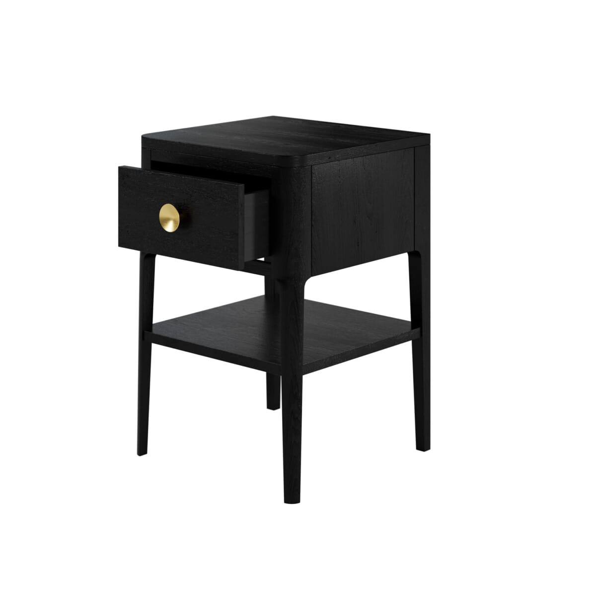 Black One-Drawer Bedside Table, close-up detail
