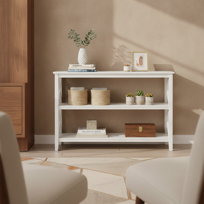 Ivory Bookcase in a styled room; decor not included
