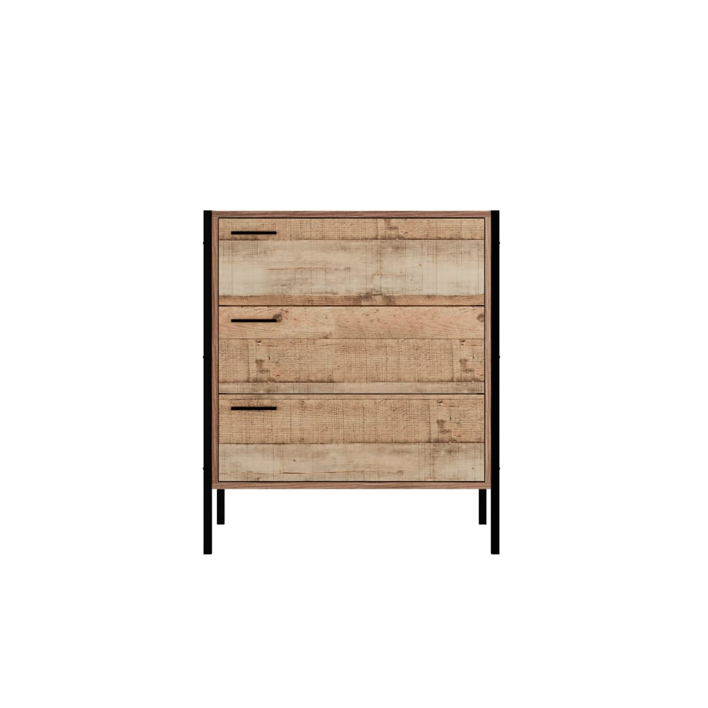 Distressed Oak-Look Bedside Cabinet