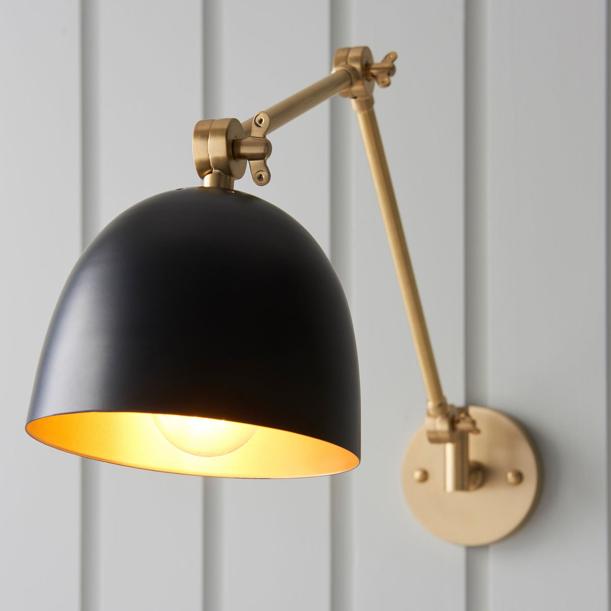 Antique Brass and Black Wall Light