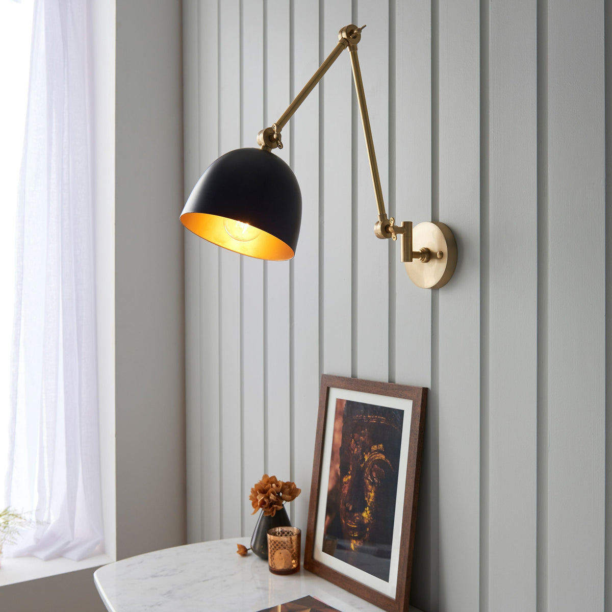 Antique Brass and Black Wall Light
