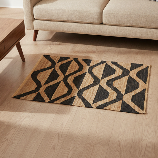 Small Natural-Fiber Rug in a styled room; decor not included
