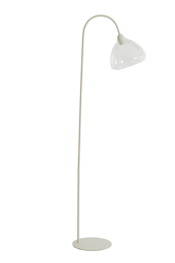 Clear Glass and Cream Floor Lamp