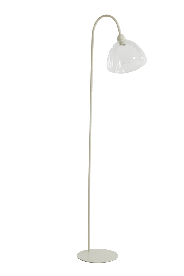 Clear Glass and Cream Floor Lamp