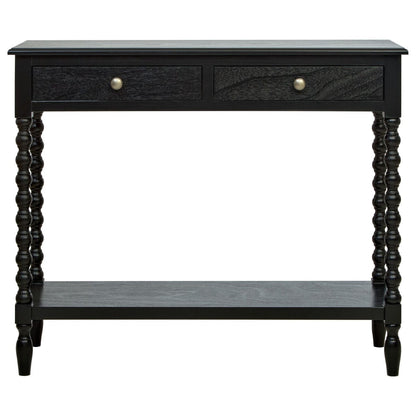 Black Two-Drawer Console Table, Bobble Legs