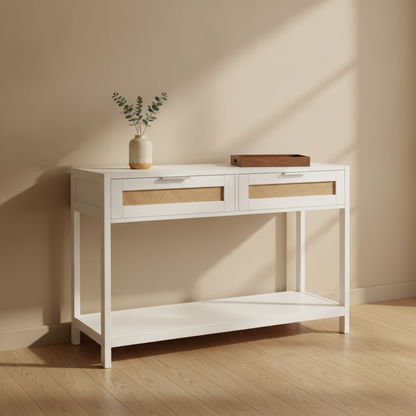 Sherman Console Table in a styled room; decor not included