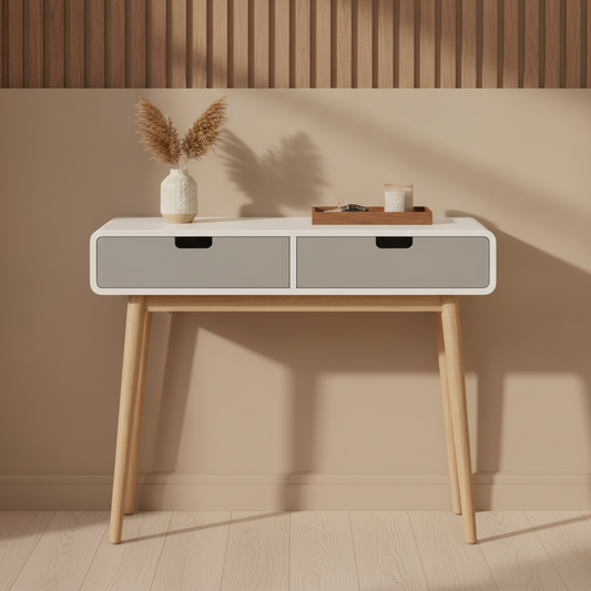 Milo Console Table in a styled room; decor not included