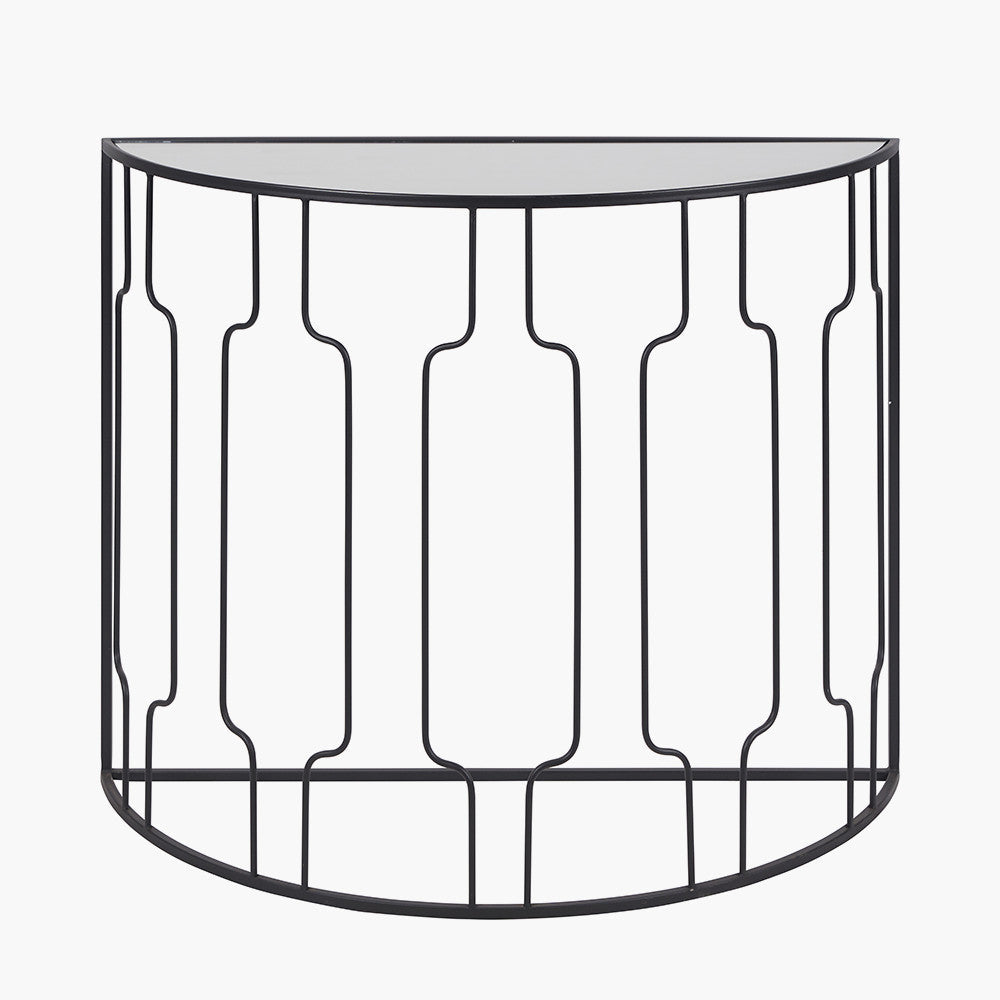 Mirrored Half-Moon Console Table