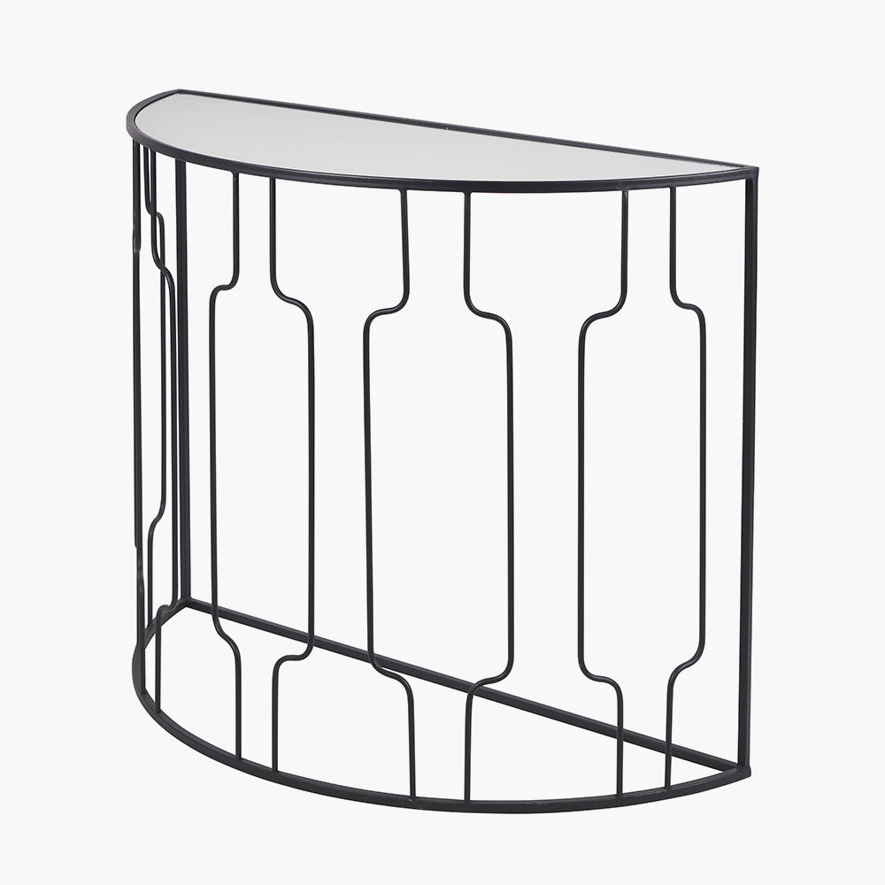 Mirrored Half-Moon Console Table