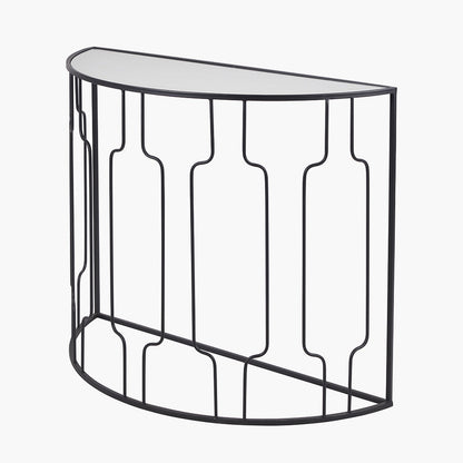 Mirrored Half-Moon Console Table