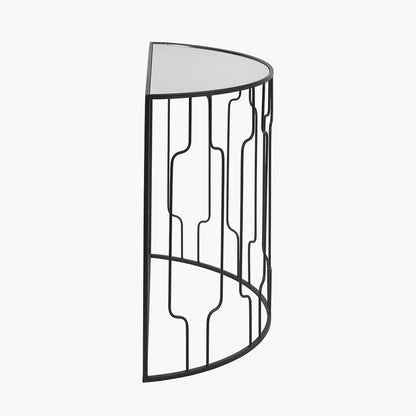 Mirrored Half-Moon Console Table