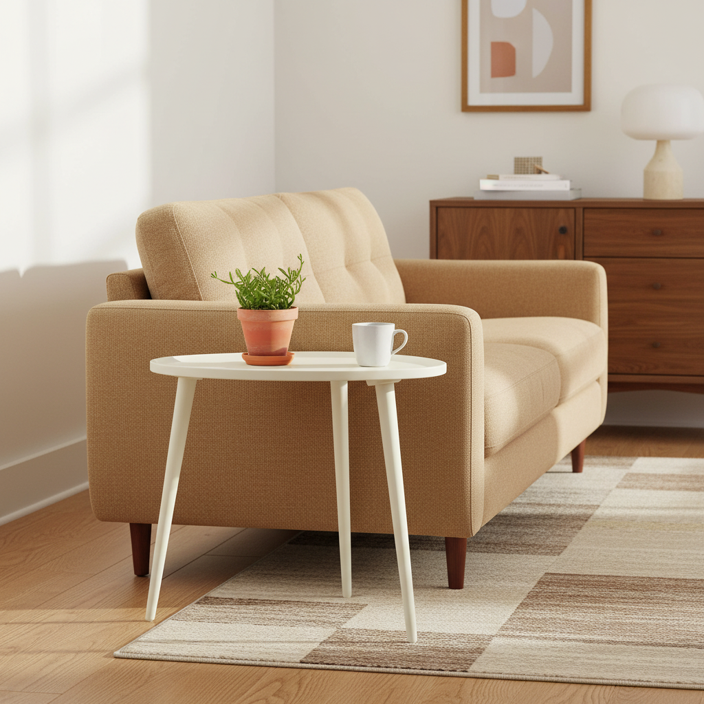 Cream Side Table in a styled room; decor not included