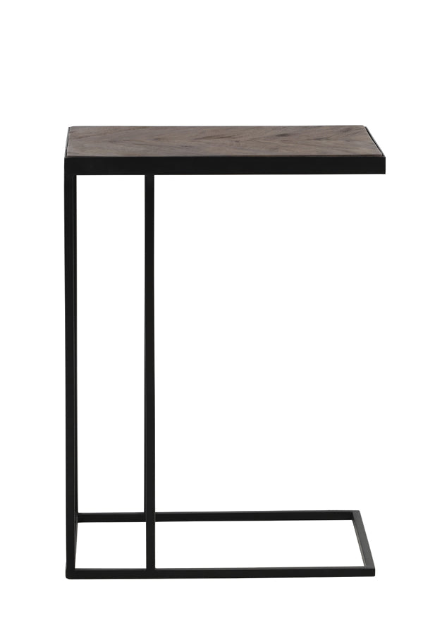 Mango Wood Side Table, Brown-Black, close-up detail