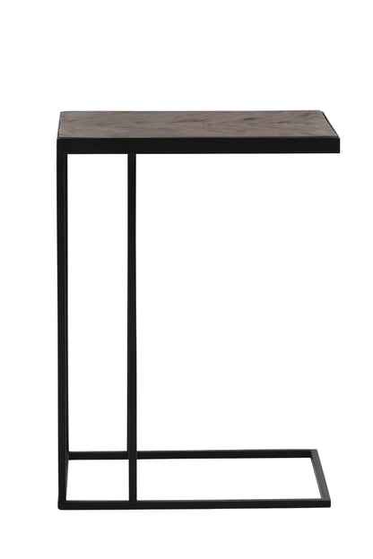 Mango Wood Side Table, Brown-Black, close-up detail