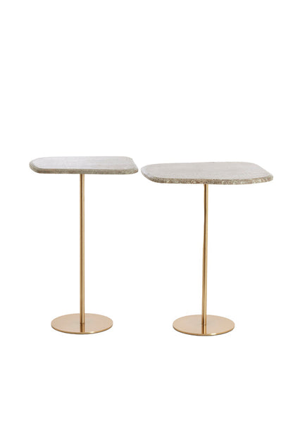 Travertine-Look Side Tables, Set of 2 on a white background