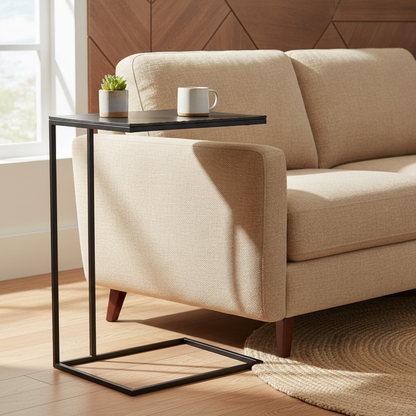 Matte Black Side Table in a styled room; decor not included