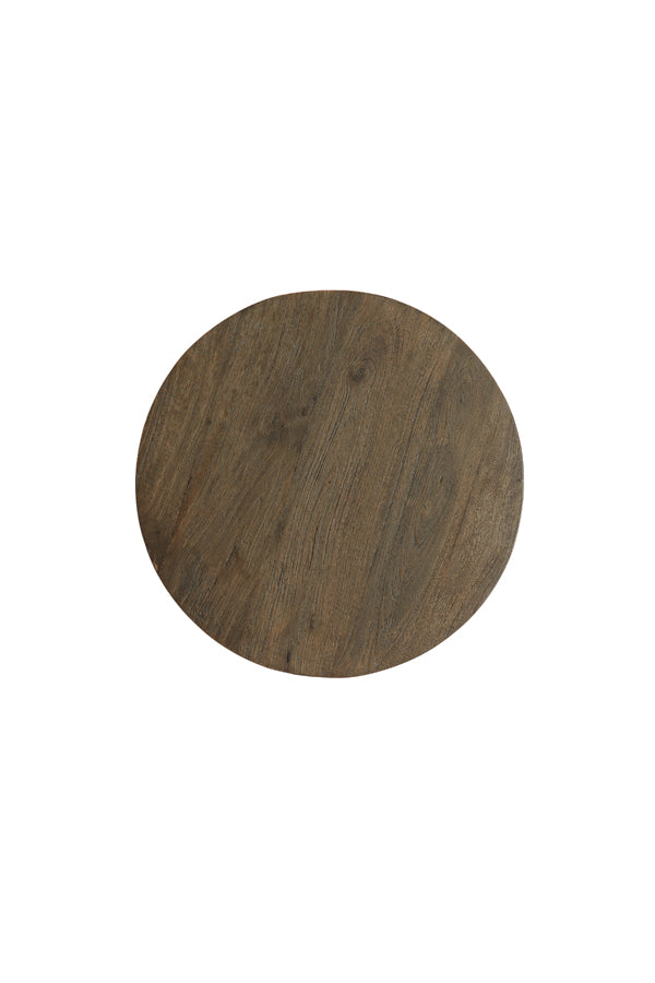 Oiled Wood and Beige Side Table