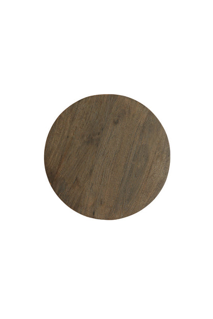 Oiled Wood and Beige Side Table