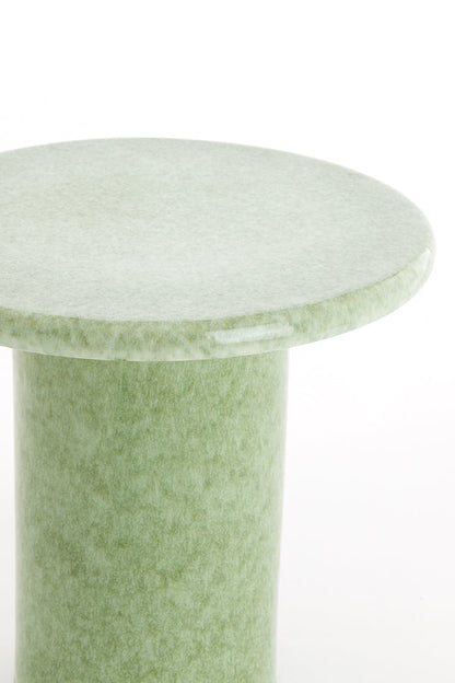 Mint Green Ceramic Side Table, close-up detail