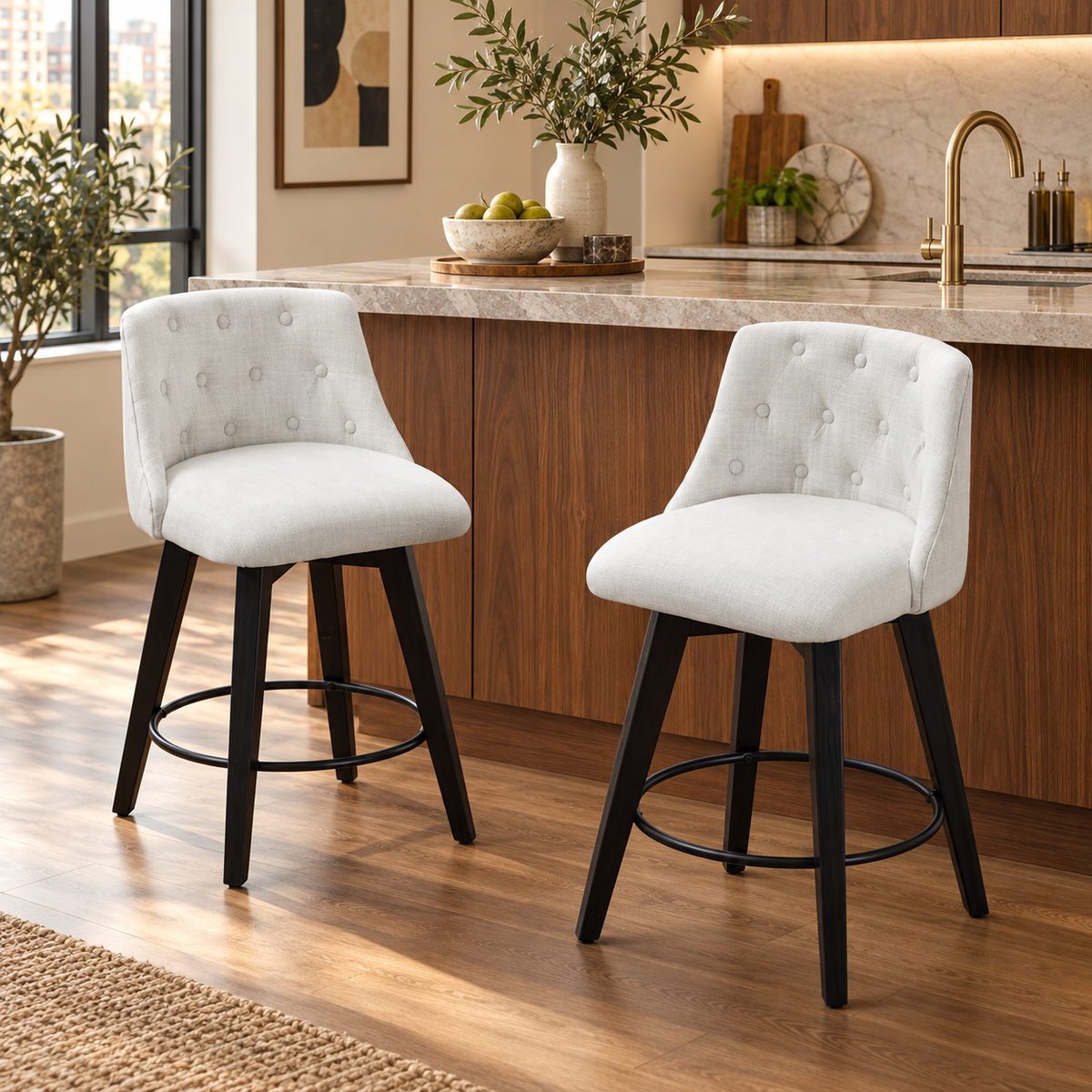 stain resistant stools in a warm home setting