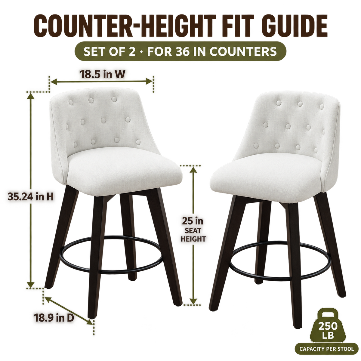 stain resistant stools size guide and dimensions