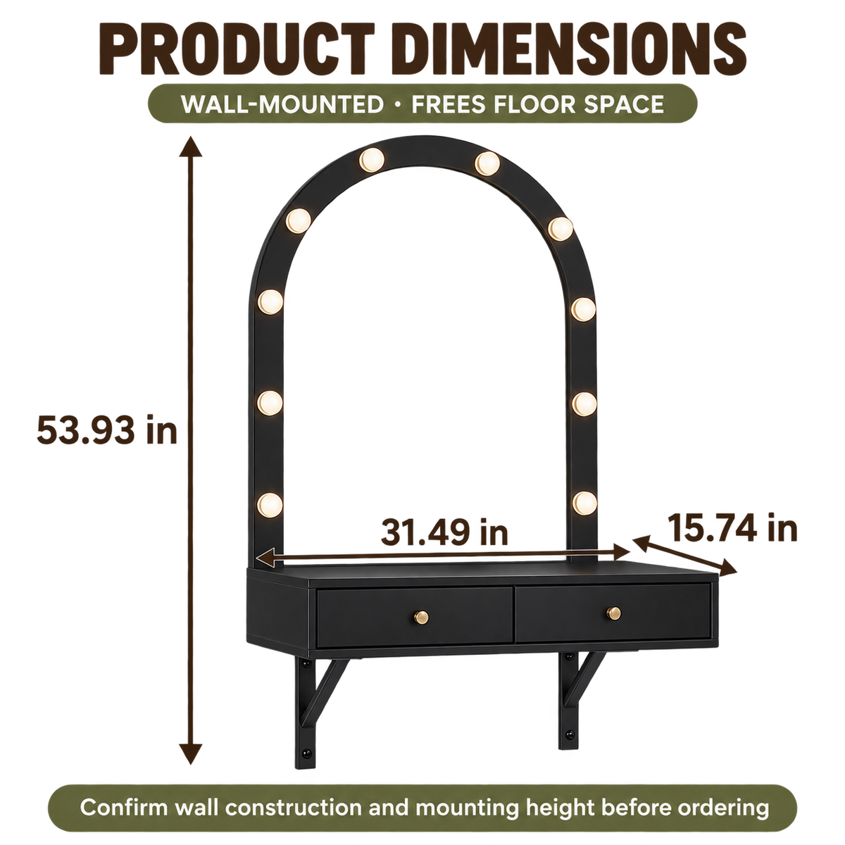 wall vanity size guide and dimensions