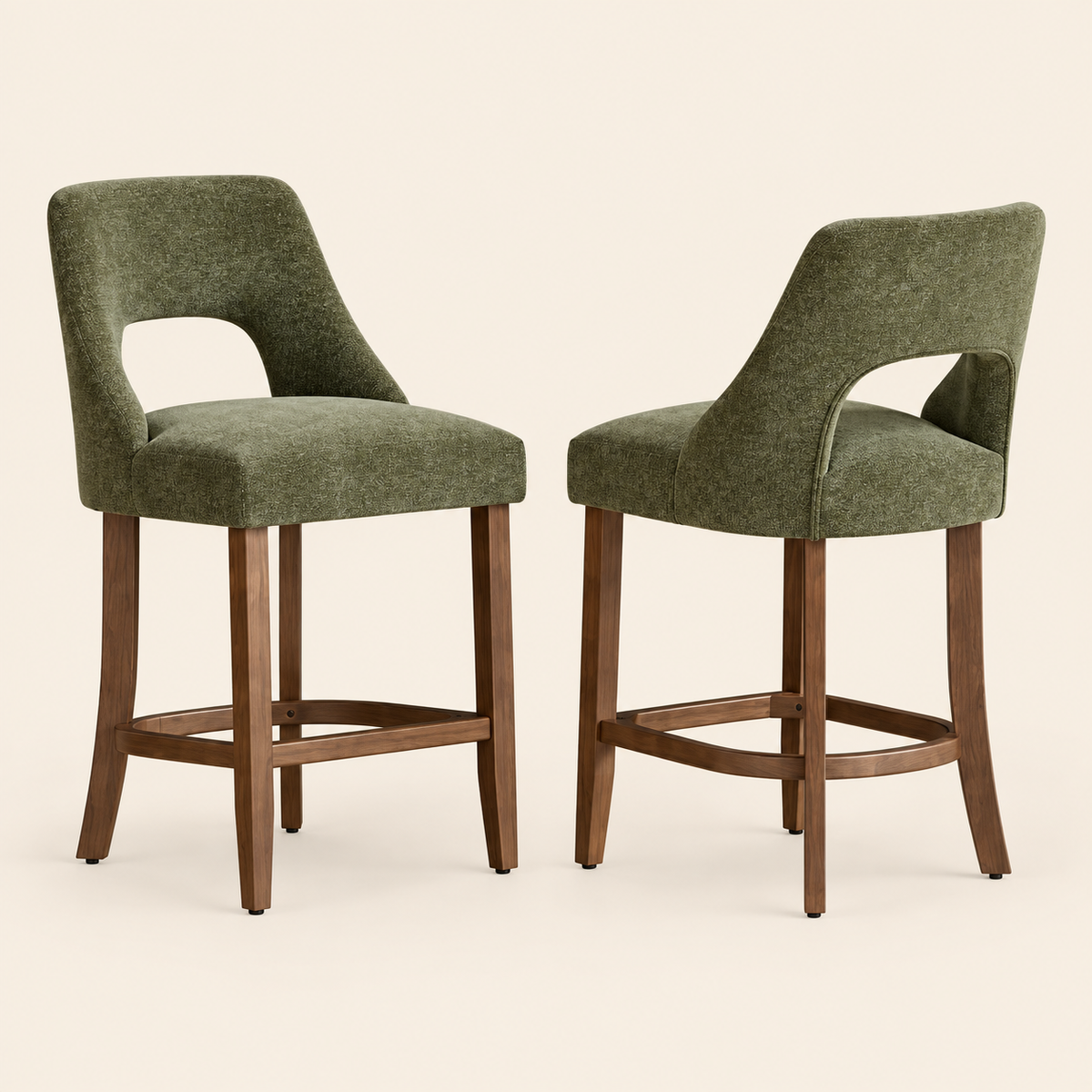 chenille stools product view on a warm beige backdrop