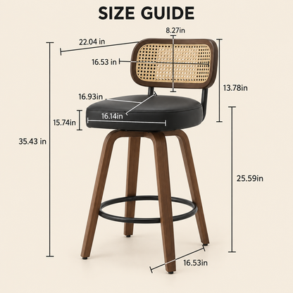 rattan stools size guide and dimensions