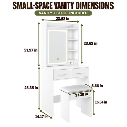 small vanity size guide and dimensions