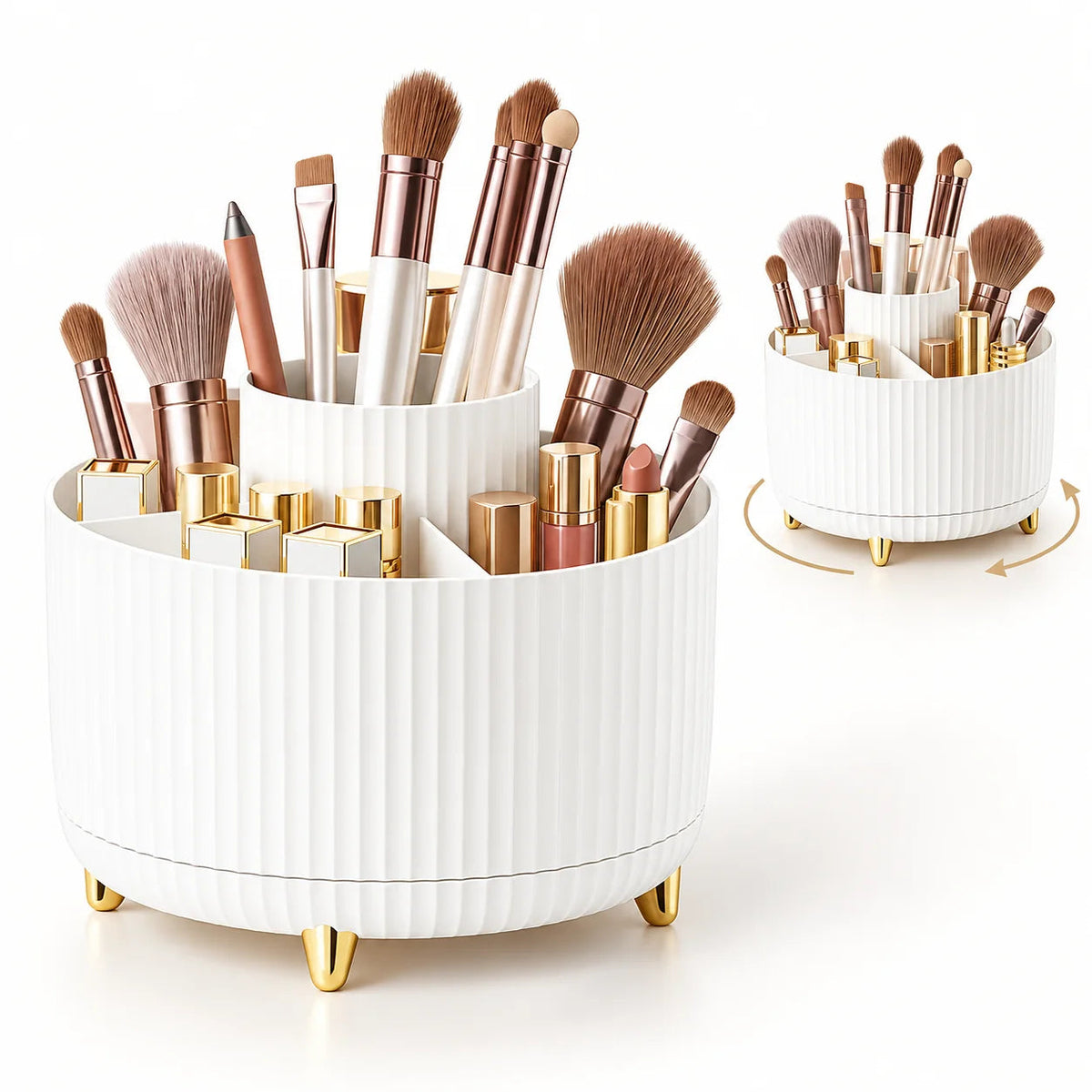 360° Rotating Makeup Organizer — White