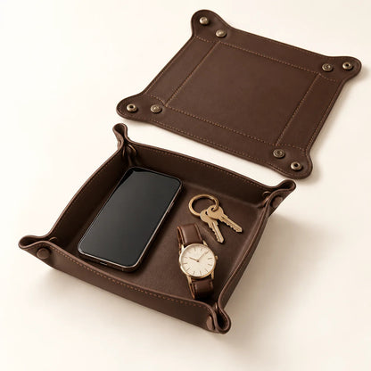 Foldable Bedside Valet Tray — Brown